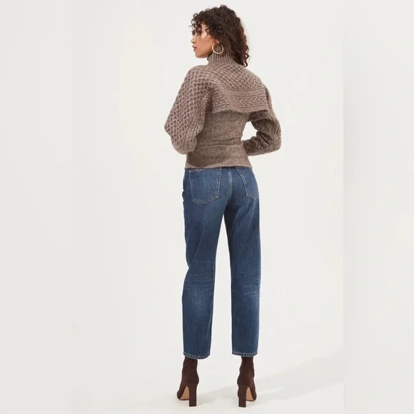 Anthropologie ASTR The Label Cable Knit Sweater Shrug Set-Brown-Size Medium - Picture 5 of 16